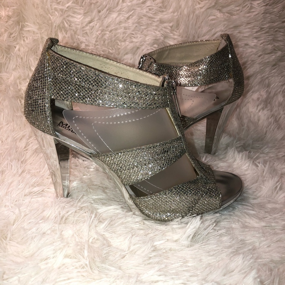 Michael Kors Silver Glitter High Heel Sandals